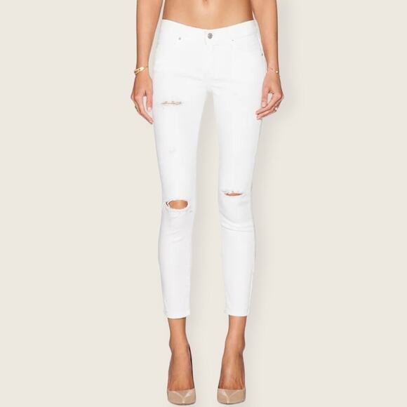 EUC | AGoldE | Distressed Collette Crop | White | Size 27 - Picture 1 of 16